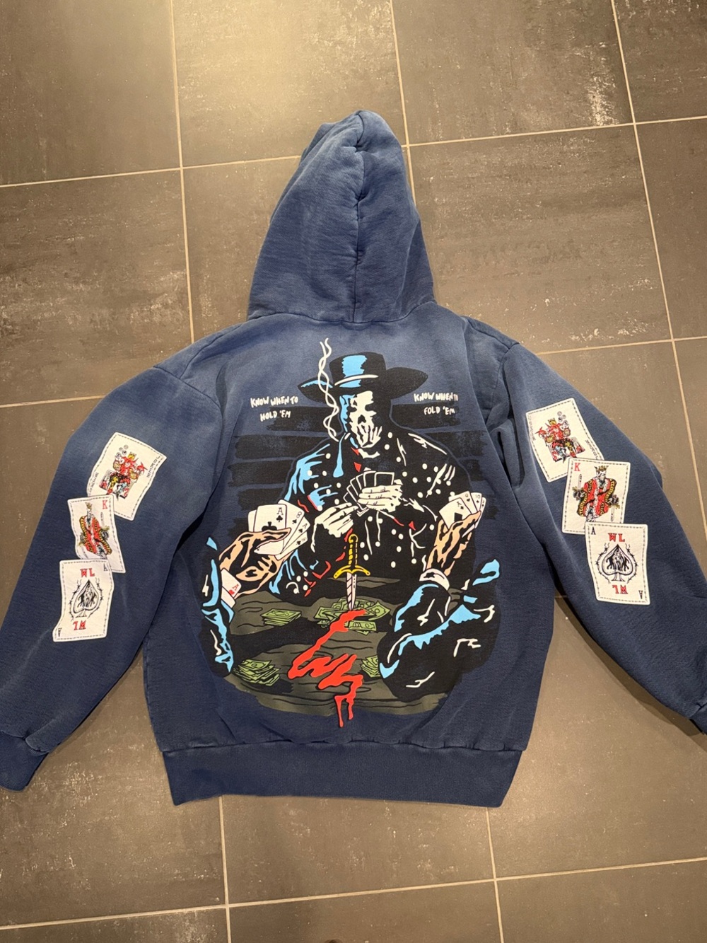 Warren Lotas Navy Graphic Hoodie size large